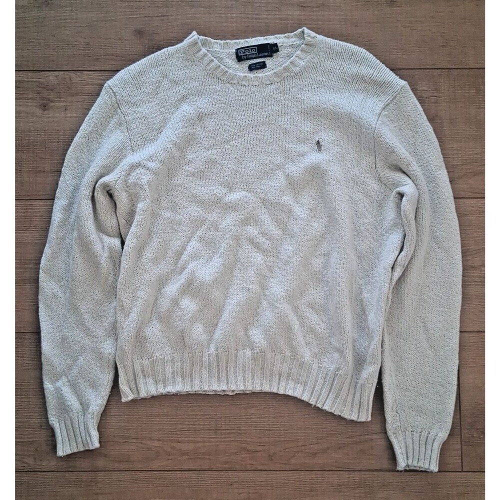 Vintage 90s Polo Ralph Lauren Wool Blend Knit Sweater Ivory - Men's Size XL